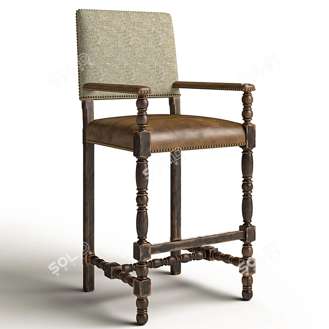 Lux Leather Bar Stool 3D model image 1