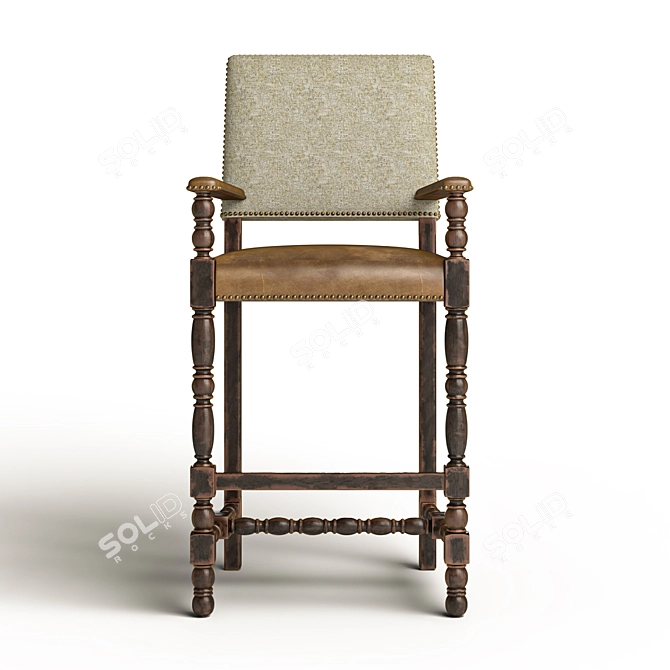 Lux Leather Bar Stool 3D model image 2