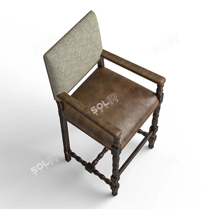 Lux Leather Bar Stool 3D model image 6