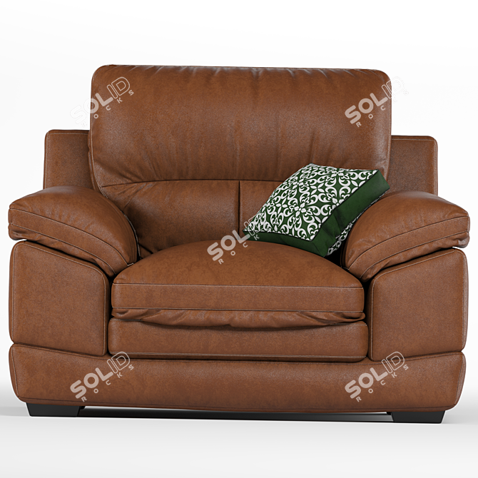 Golden Brown Leather Armchair 2020 3D model image 2