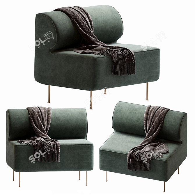 Contemporary Eave Dining Armchair 3D model image 2