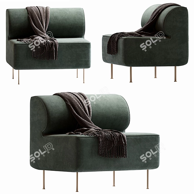 Contemporary Eave Dining Armchair 3D model image 3