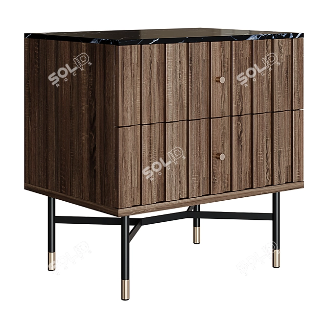 Berkeley Bedside Table Oak 3D model image 1