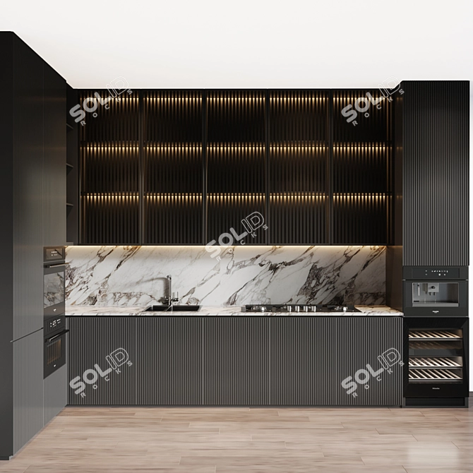 Modern Kitchen Set Fulgor Milano 3D model image 1