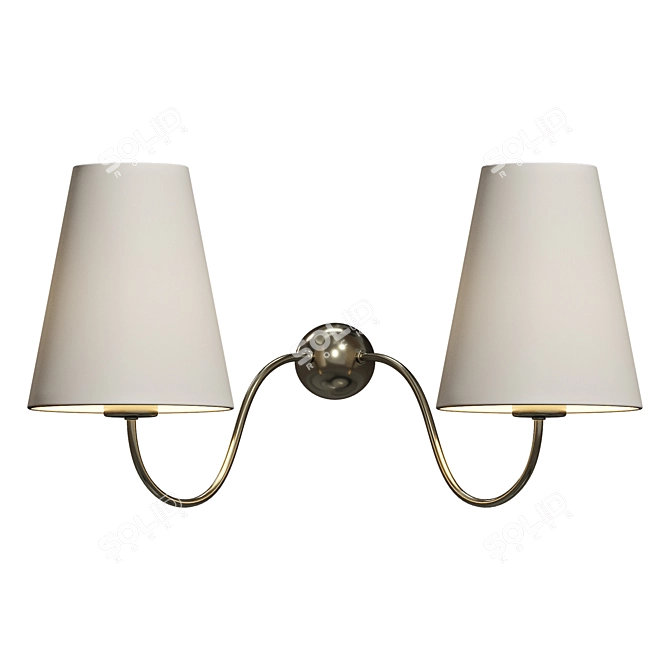 Raw Brass 2-Arm Wall Light 3D model image 1