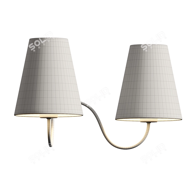 Raw Brass 2-Arm Wall Light 3D model image 4