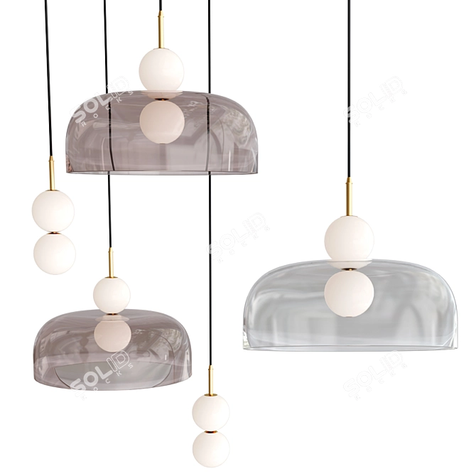 Modern Glass Brass Pendant Lamps 3D model image 1