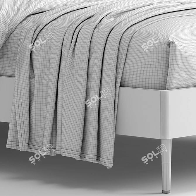 Modern Walnut Queen Bed Set 3D model image 14