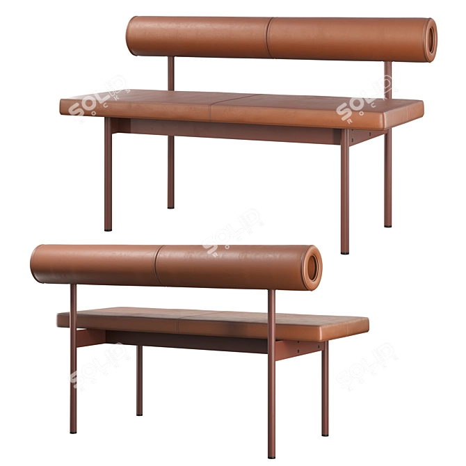 Modern Genuine Leather Sofa "Font 3D model image 1