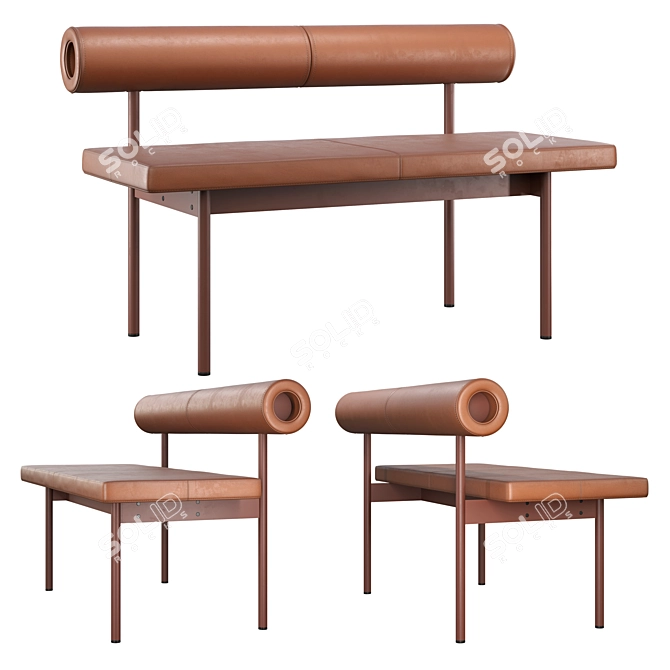 Modern Genuine Leather Sofa "Font 3D model image 3