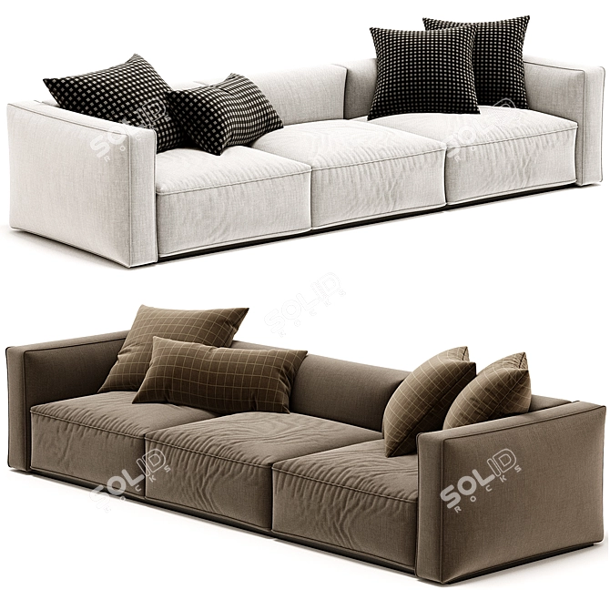 Sleek Contemporary Poliform Shangai Sofa 3D model image 1