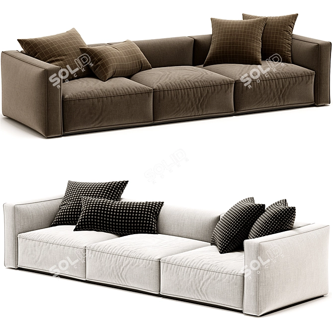 Sleek Contemporary Poliform Shangai Sofa 3D model image 2