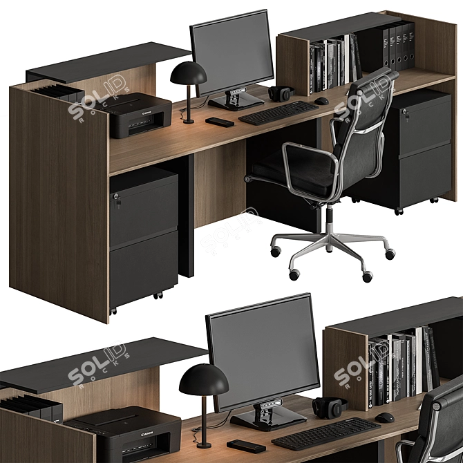 Executive Office Furniture Set 3D model image 1