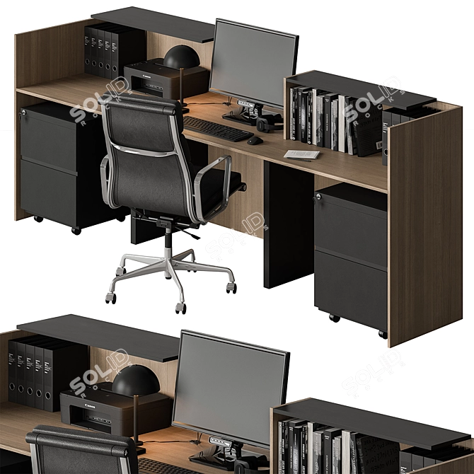 Executive Office Furniture Set 3D model image 2