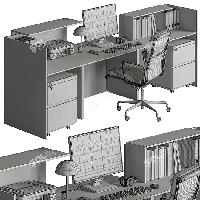 Executive Office Furniture Set 3D model image 6