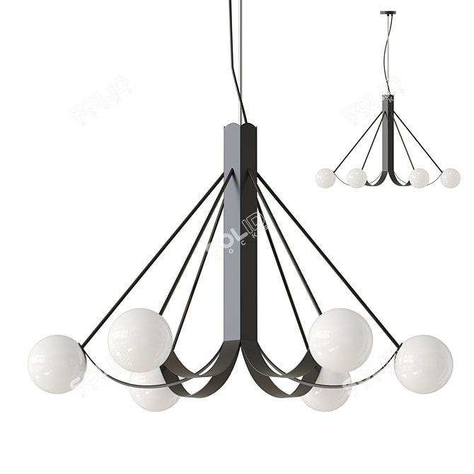 Geometric Glass Shade Chandelier, Lampatron LUDEN 3D model image 1