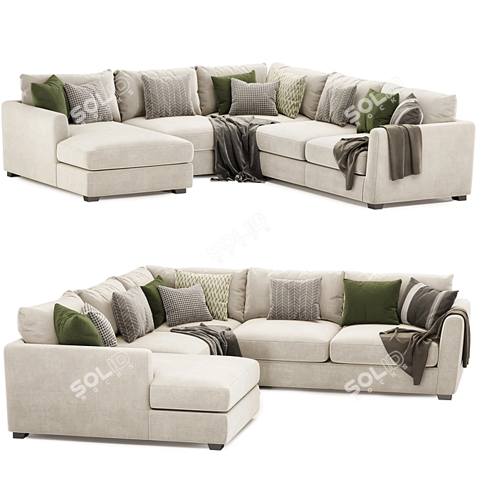 Contemporary Light 5-Seater Sectional Sofa 3D model image 1