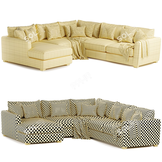 Contemporary Light 5-Seater Sectional Sofa 3D model image 3