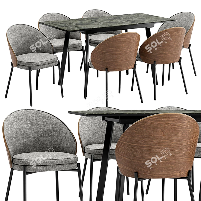 Modern Dining Set with Agni@Table 3D model image 1