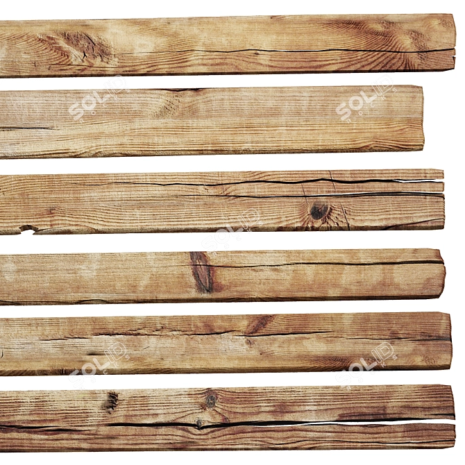 Vintage Wooden Boards Set 7 3D model image 2