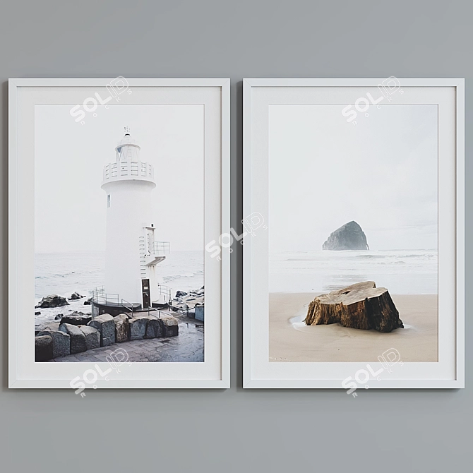 Lighthouse & Ocean Picture Frame Set 3D model image 2