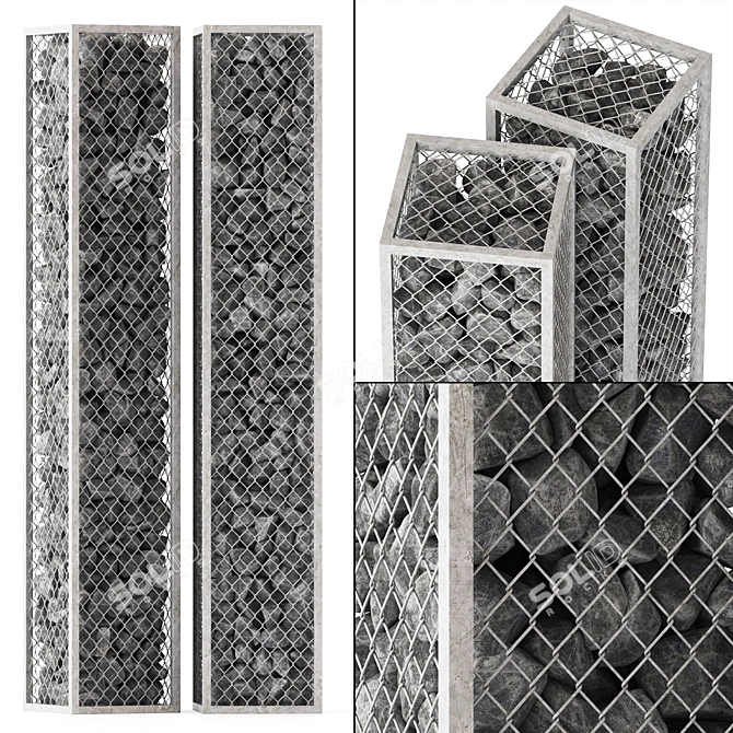 Textured Gabion Decor Model 3D model image 1