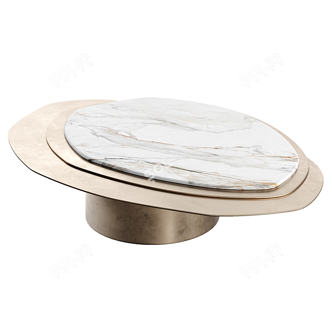 Luxury Marble Gold Metal Table 3D model image 1