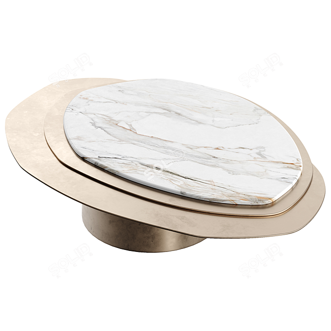 Luxury Marble Gold Metal Table 3D model image 2