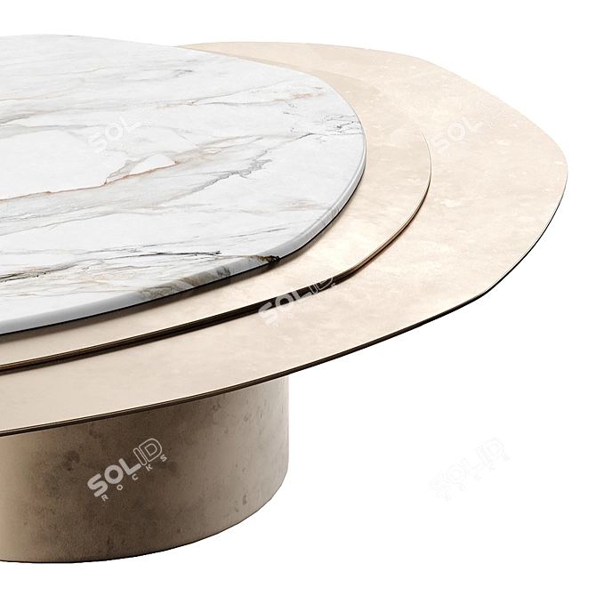 Luxury Marble Gold Metal Table 3D model image 5