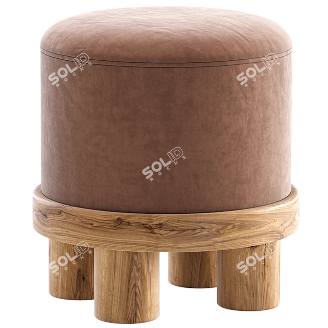 Modern Scandinavian Grey Pouffe 3D model image 2