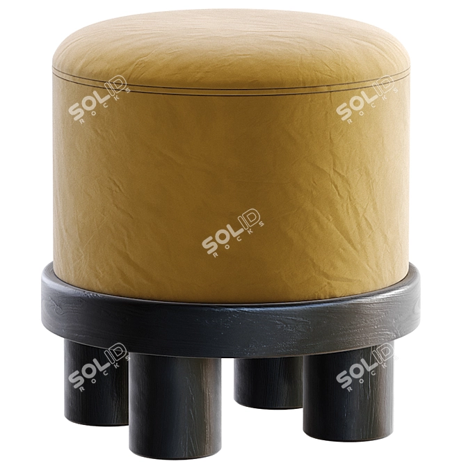 Modern Scandinavian Grey Pouffe 3D model image 4