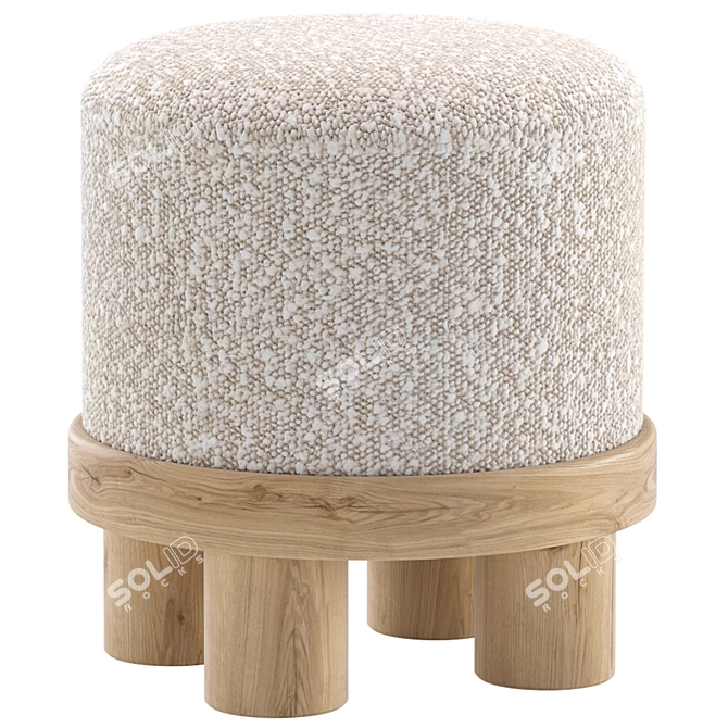 Modern Scandinavian Grey Pouffe 3D model image 5