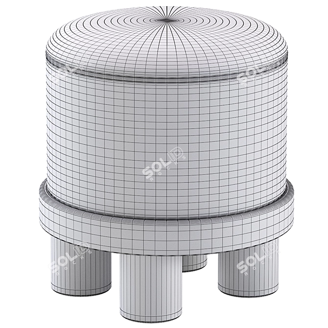 Modern Scandinavian Grey Pouffe 3D model image 7