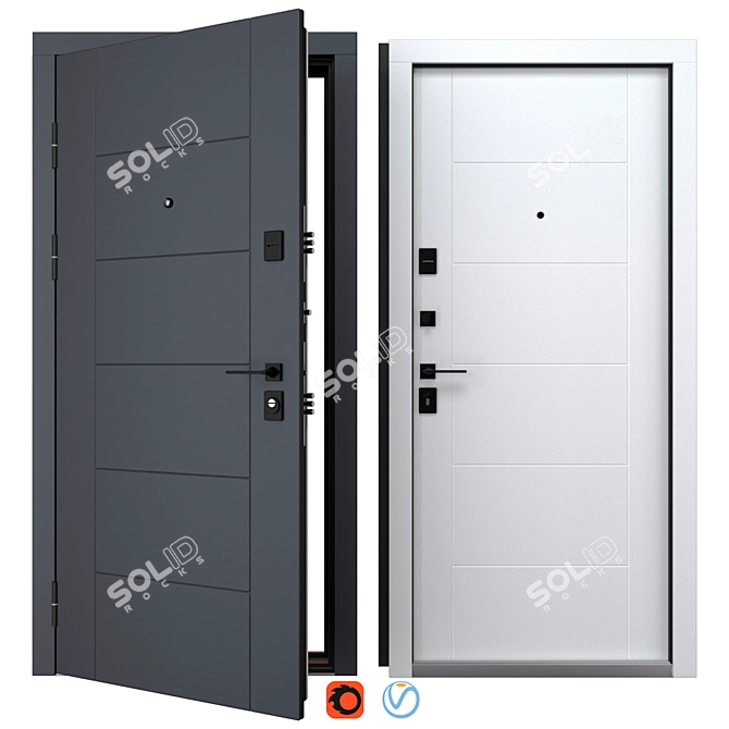 Parallel Berez Metal Entry Door 3D model image 1