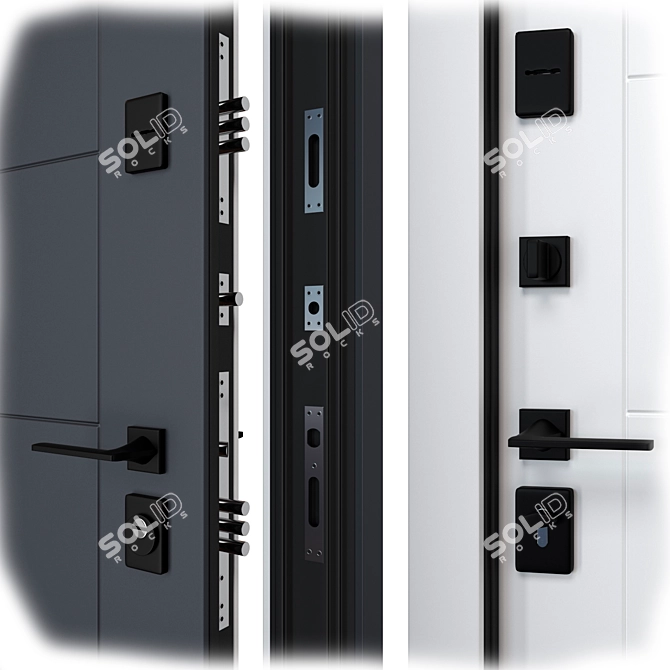 Parallel Berez Metal Entry Door 3D model image 2