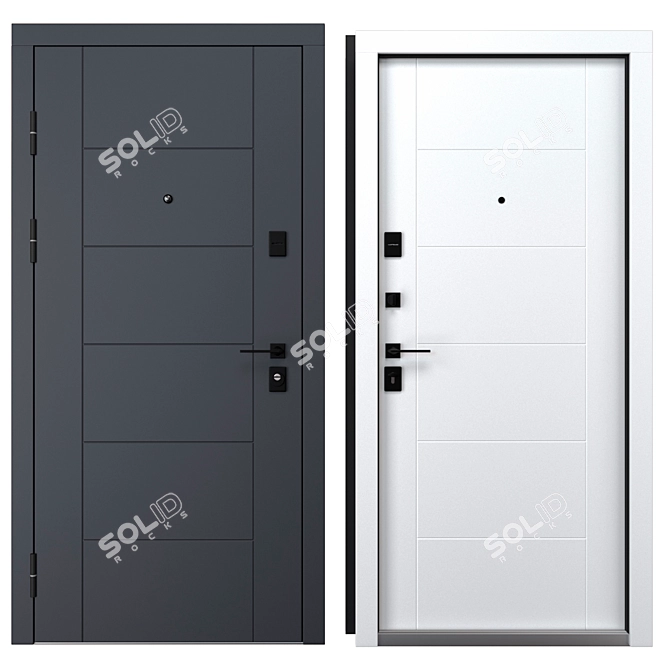 Parallel Berez Metal Entry Door 3D model image 3