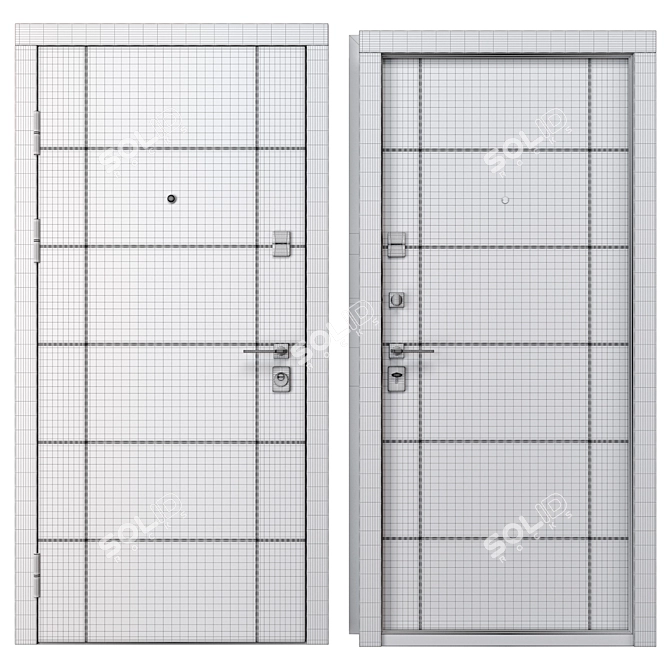 Parallel Berez Metal Entry Door 3D model image 4