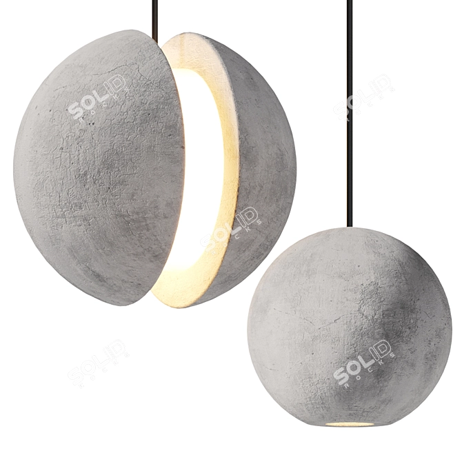 Concrete Moon Pendant Light by Mooielight 3D model image 1