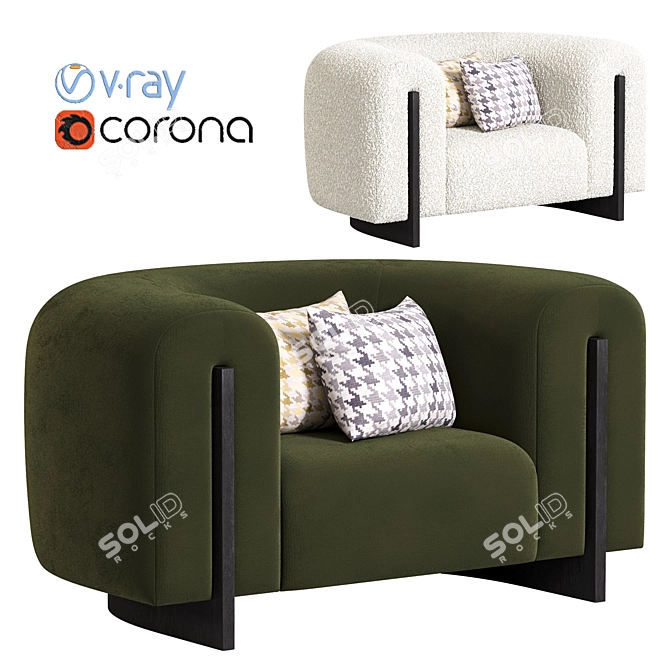 Modern Armchair by French Designer 3D model image 1