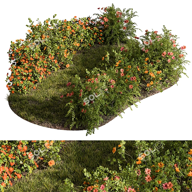 Title: Blossoming Bush Garden for Outdoors 3D model image 1