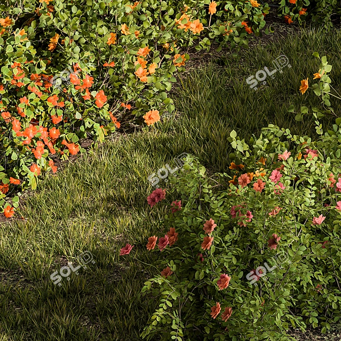 Title: Blossoming Bush Garden for Outdoors 3D model image 2