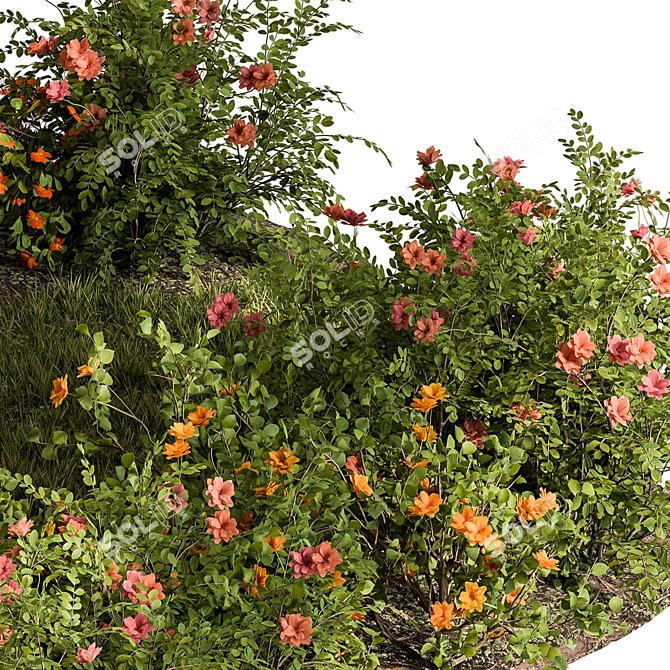 Title: Blossoming Bush Garden for Outdoors 3D model image 3