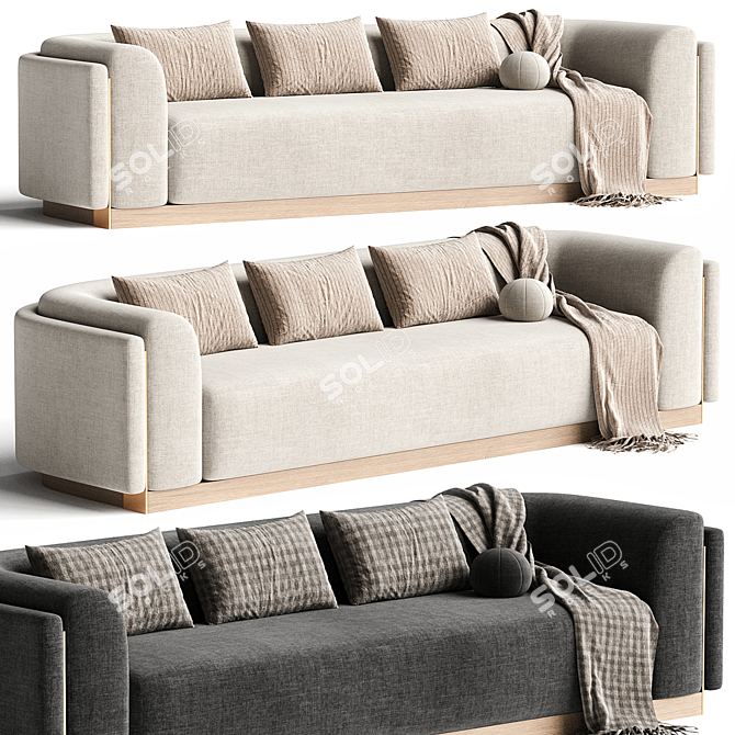 Contemporary Portuguese Sofa with Customizable Fabric 3D model image 1