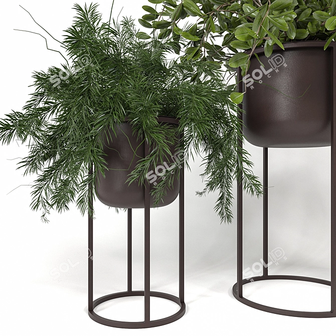 Burn Effect Metal Flowerpot Stand 3D model image 5