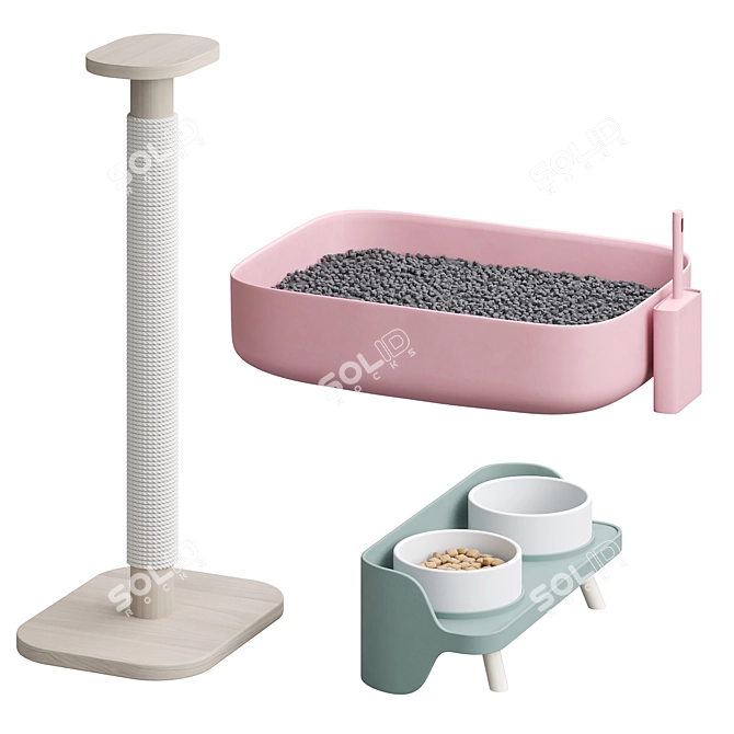 Cat Accessories Set for Pets 3D model image 2