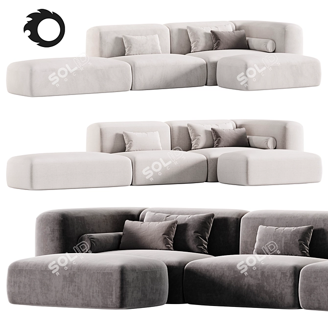 Modern Leather Sectional Sofa: Clara 3D model image 1