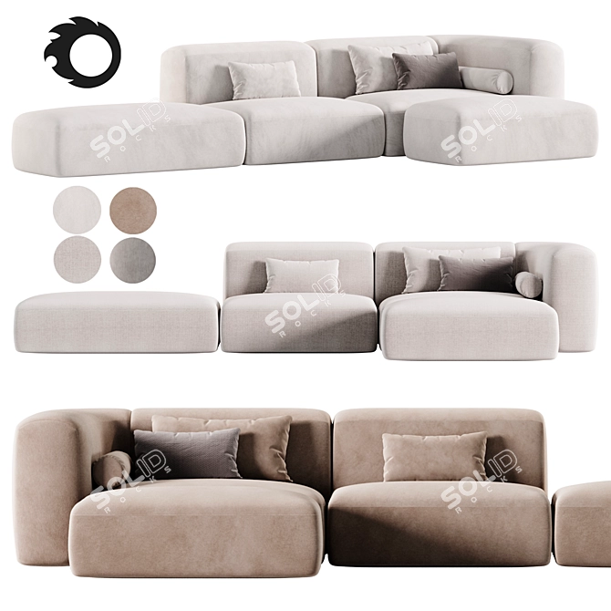 Modern Leather Sectional Sofa: Clara 3D model image 2