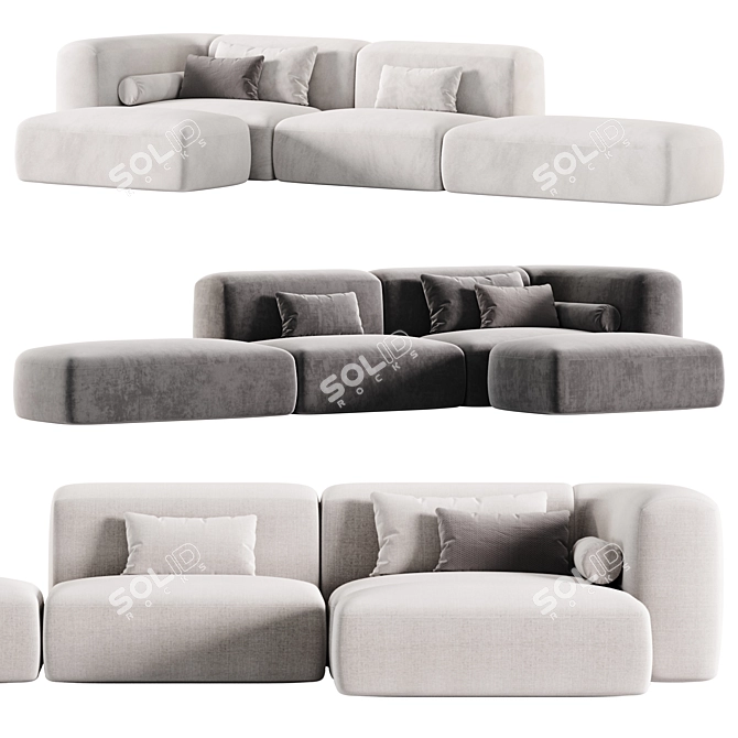 Modern Leather Sectional Sofa: Clara 3D model image 3