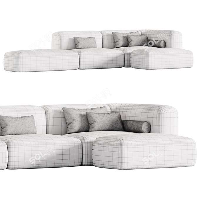 Modern Leather Sectional Sofa: Clara 3D model image 4