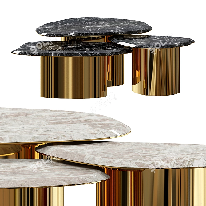 Sleek Marble Oval Coffee Table 3D model image 3